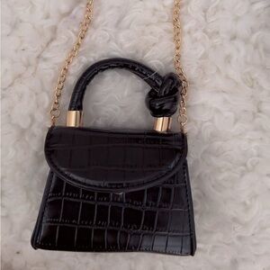 Elegant Black FASHION NOVA Croc-Embossed Handbag and cross body